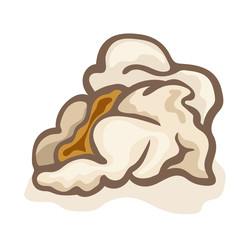 Tasty popcorn isolated on white background. Traditional popcorn kernels. Popcorn popping in minimal flat style. Print popcorn kernels of natural colors. Snack for movie.