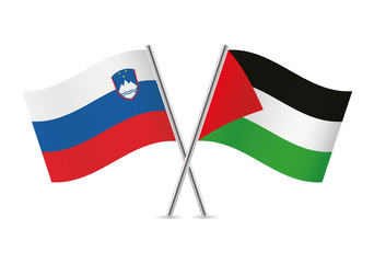 Slovenia and Palestine flags. Vector illustration.