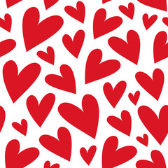 Red hearts. Abstract background. Seamless vector pattern with hearts.