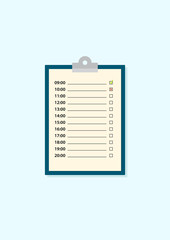To do list in flat style with timetable. Flat icon vector illustration.