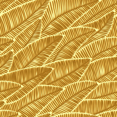 Seamless abstract yellow pattern of leaves.