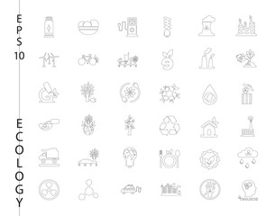 Green, Ecology and environment icon set in vector format. 36 icons in thin line sets