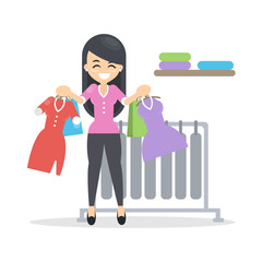 Isolated shopping woman.