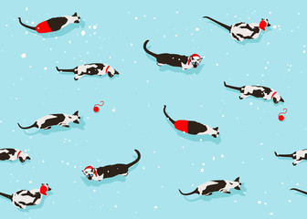 Siamese Cat Pattern Merry Christmas New Year Snowy