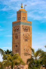 Fototapeta na wymiar Amazing view of Koutoubia Mosque in Marrakech in Morocco