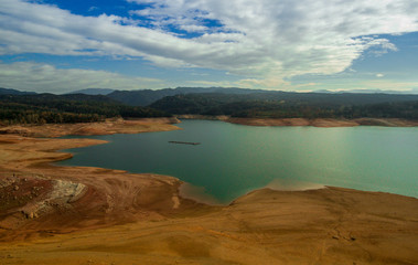 Aerial view of the marsh of Sau in Spain.