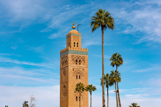 Amazing view of Koutoubia Mosque in Marrakech in Morocco