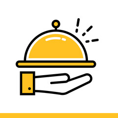 Outline icon Room service. Hotel services. Material design icon suitable for print, website and presentation