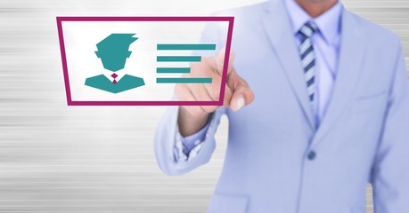 Hand touching businessman identity card