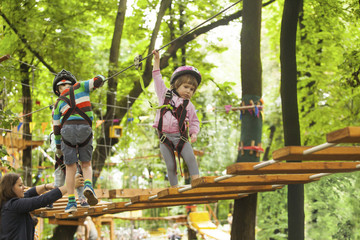 Children in a adventure playground
