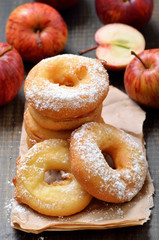 Naklejka na ściany i meble Homemade donuts with apples