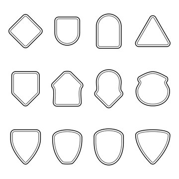 set of outline badge shape