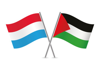 Luxembourg and Palestine flags. Vector illustration.