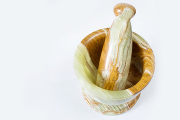 Mortar and pestle isolated on white background