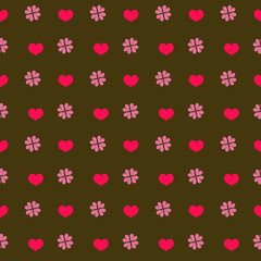 Heart and flower seamless pattern