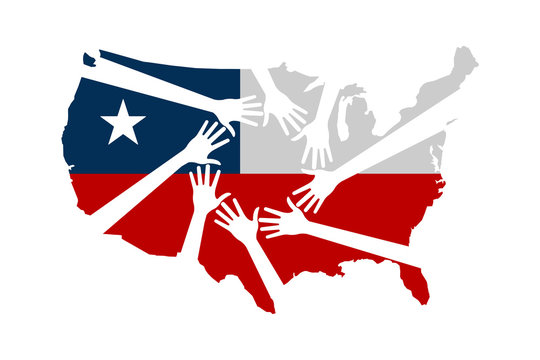 Hands Helping The United States Vector Illustration