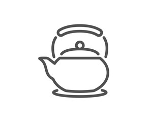 Teapot line icon. Hot drink sign. Fresh beverage in kettle symbol. Quality design element. Editable stroke. Vector