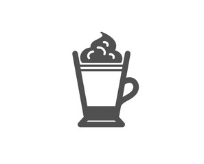 Latte coffee with Whipped cream icon. Hot drink sign. Beverage symbol. Quality design elements. Classic style. Vector