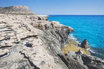 Fototapeta na wymiar Mediterranean sea landscape. Cavo Greco, Cyprus.