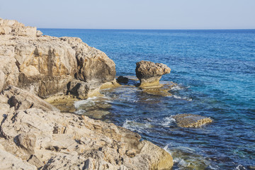 Mediterranean sea landscape. Cavo Greco, Cyprus.