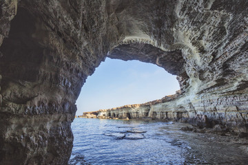 Sea caves of Cavo greco cape. Ayia napa, Cyprus.