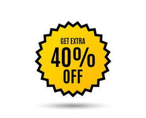 Get Extra 40% off Sale. Discount offer price sign. Special offer symbol. Save 40 percentages. Star button. Graphic design element. Vector