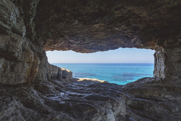 Sea caves of Cavo greco cape. Ayia napa, Cyprus.