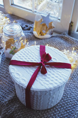Gift, surprise, gift box, packing, box with bow, garland.