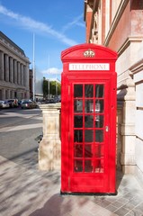 Classic Red Telephone Booth (and crown) in Central London, England