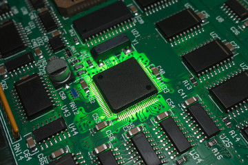 circuit board with electronic components background
