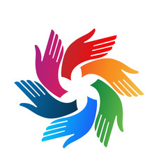 Teamwork helping hand vector