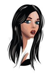 Beautiful cartoon woman. Vector illustration