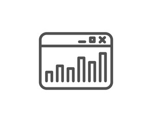 Marketing statistics line icon. Web analytics symbol. Browser window sign. Quality design element. Editable stroke. Vector