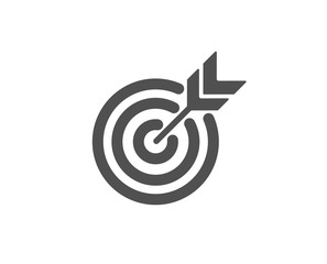 Target simple icon. Marketing targeting strategy symbol. Aim with arrows sign. Quality design elements. Classic style. Vector