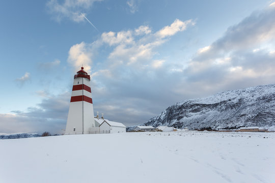 Alnes lighthouse at Godoya Island near Alesund.
