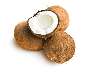 The halved coconuts.