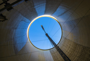 Inside of building cooling tower of nuclear power plant