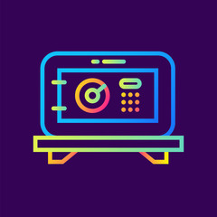 Outline icon In room safe. Hotel services. Material design icon suitable for print, website and presentation