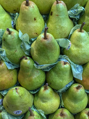 Rows of pears for sale in food market