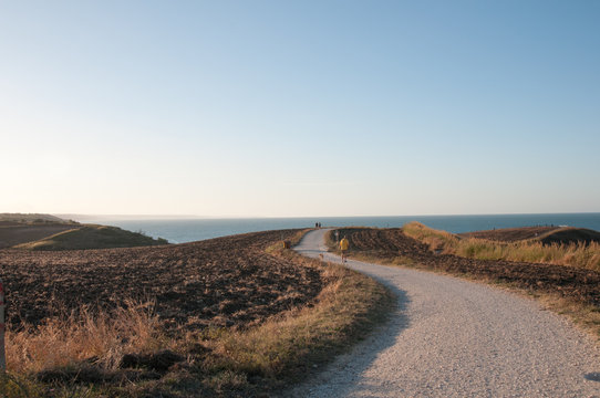 sentiero che attraversa la riserva naturale di punta aderci che posta fino alla spiaggia. 