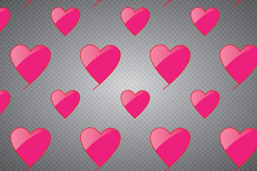 Valentines Day background. Heart shapes isolated on transparent background. Love concept. Vector template.