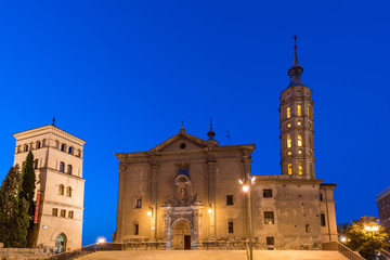 Obraz premium Church of Iglesia de San Juan de los Panetes, Zaragoza, Spain. Copy space for text.