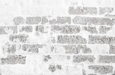 White Brick Wall. White Rustic Texture. Whiten Facade Background.