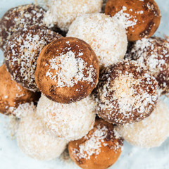 Various Homemade Raw Vegan Truffles or Energy Balls