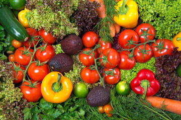 Assorted fresh raw vegetables, food background, healthy eating