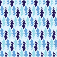 Obraz premium Hand drawn Dandelion leaves vector pattern in blue color palette