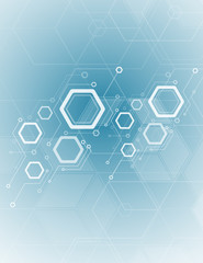 Fototapeta premium Minimal design, hexagonal structure of chemistry. Abstract background Geometric element.