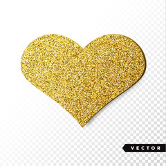 Vector gold sparkles heart. Valentines Day Vector Sparkles and Glitters. Holiday Design.