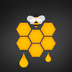 honeycomb logo with honey drop vector illustration.