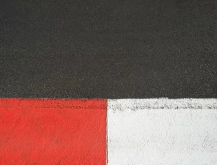 Peel and stick wall murals Motorsport Texture of motor race asphalt and curb Grand Prix circuit